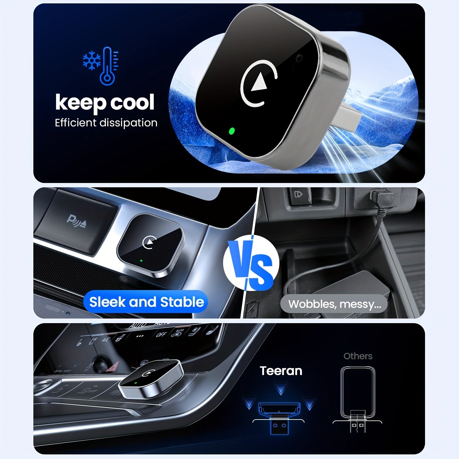 2-in-1 Wireless CarPlay & Android Auto Adapter – Plug & Play Quick Connection