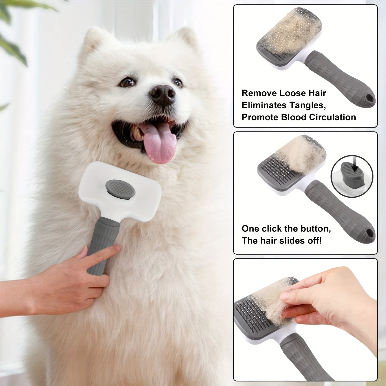 Sleek Glide Pet Grooming Brush – Effortless Fur Removal & Revitalising Massage