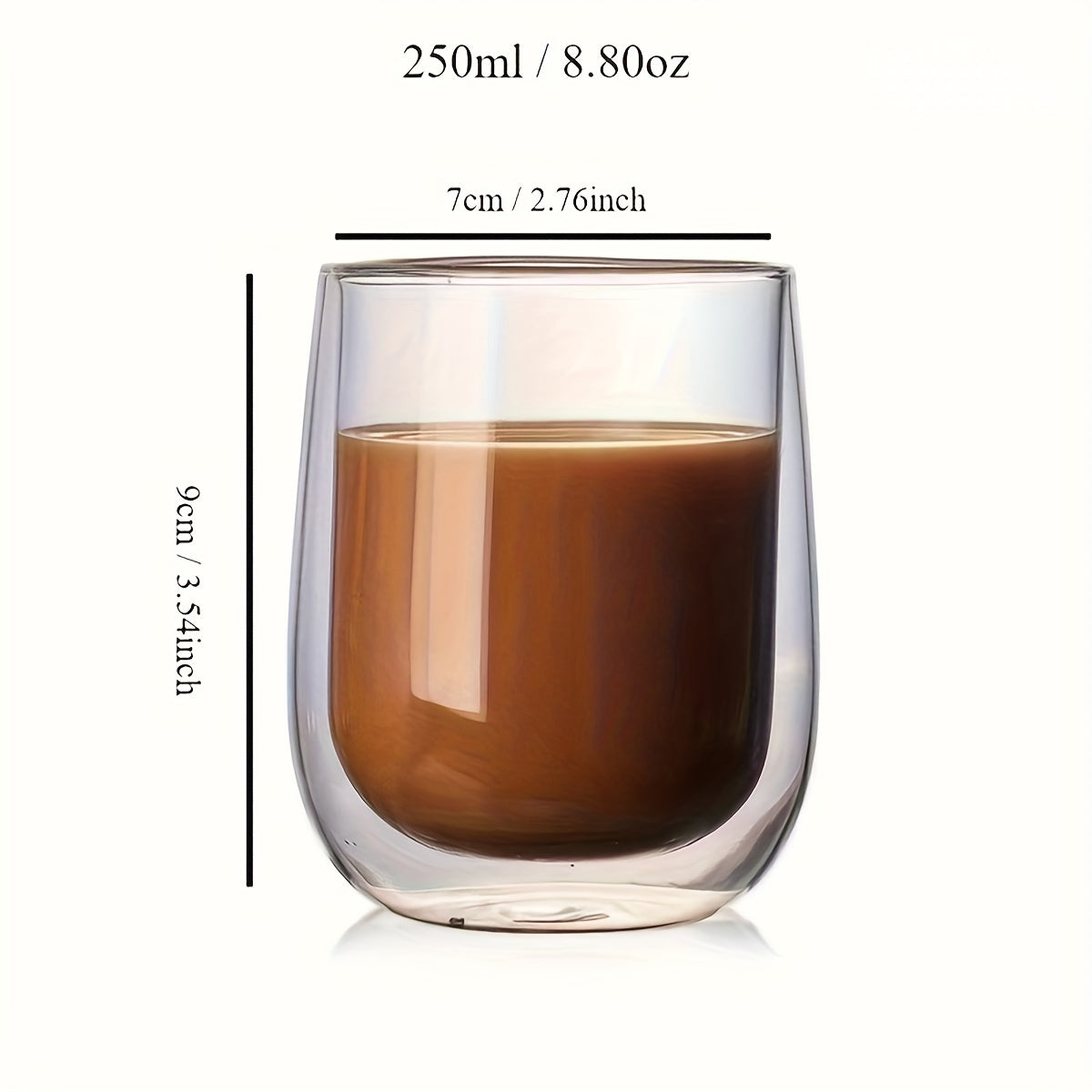 Set of 4 Double-Walled Glasses – 350ml Glass for Hot and Cold Drinks