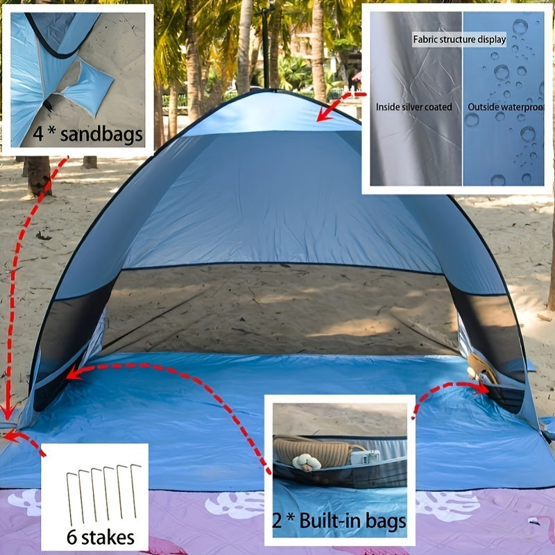 Portable Beach Tent for 2-3 People – UPF 50 Protection and Lightweight Design