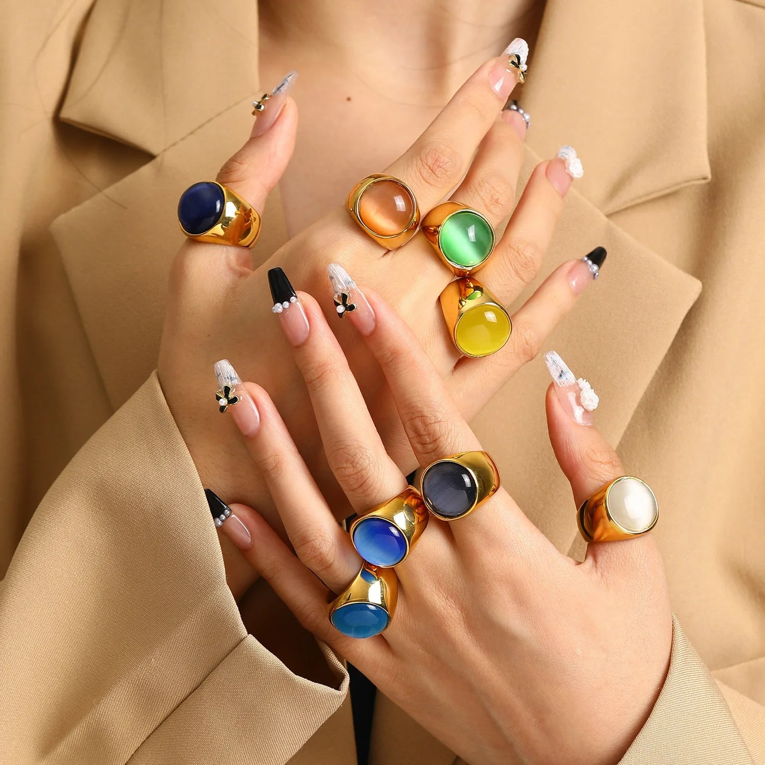 Large Cat's Eye Gemstone Ring – Liora