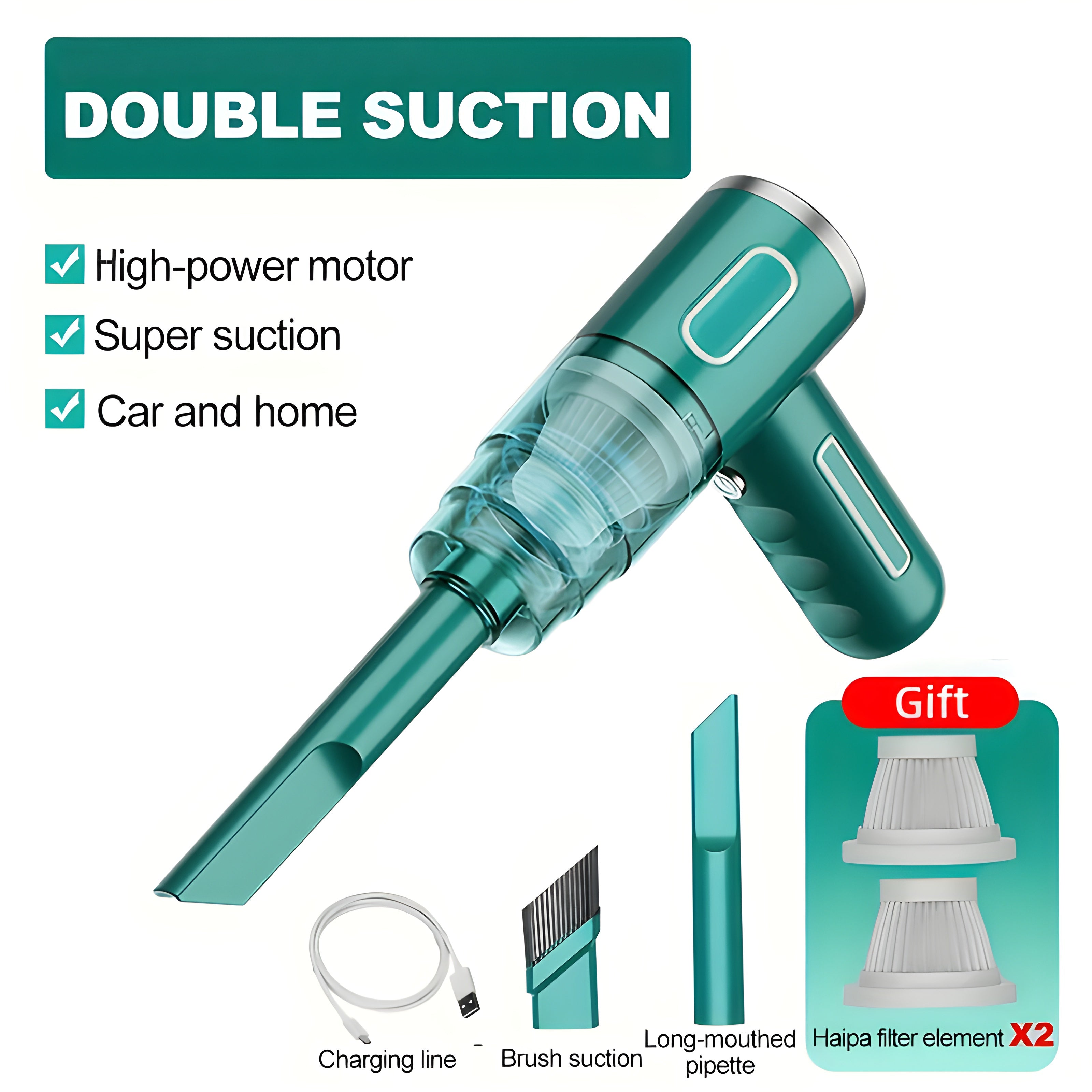 PowerClean - Portable USB Rechargeable Vacuum Cleaner for Car and Home