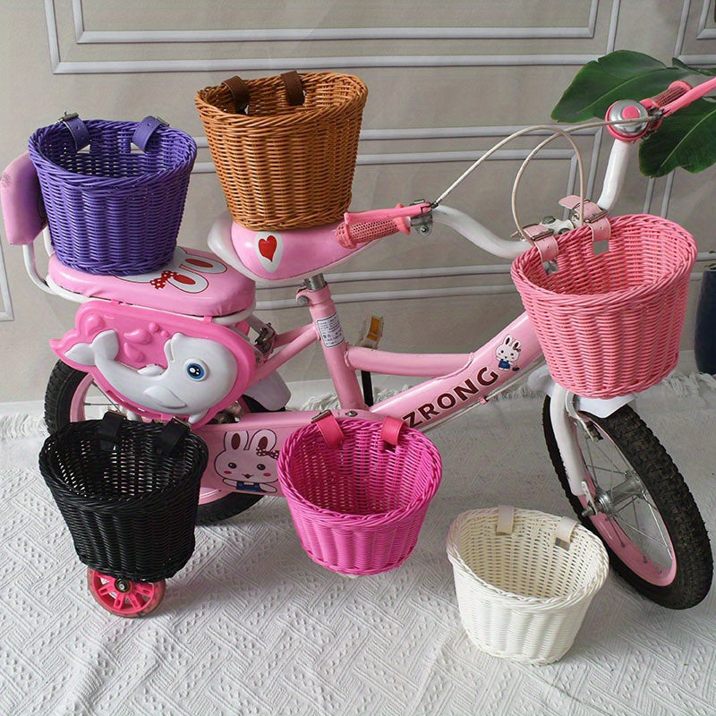 Handwoven Bicycle Basket for Children – Plastic Wicker Basket for the Bike