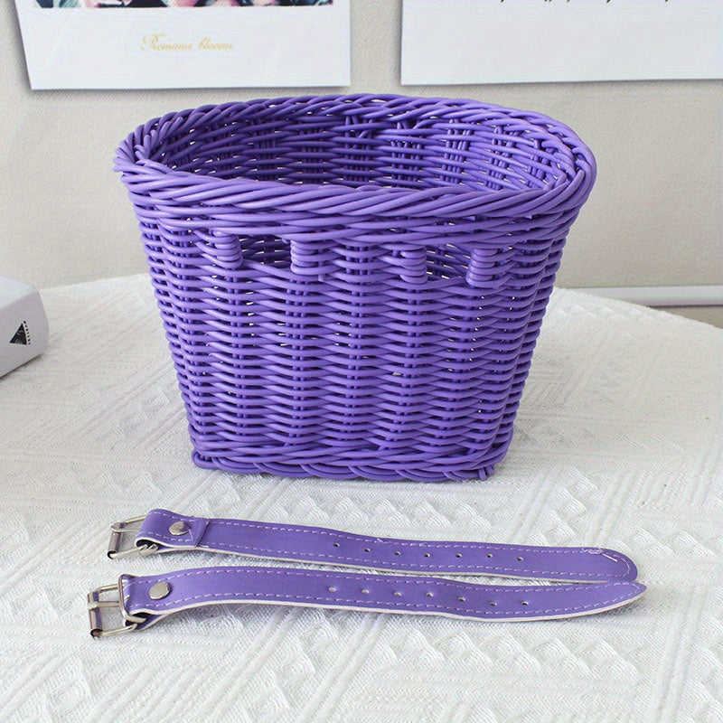 Handwoven Bicycle Basket for Children – Plastic Wicker Basket for the Bike