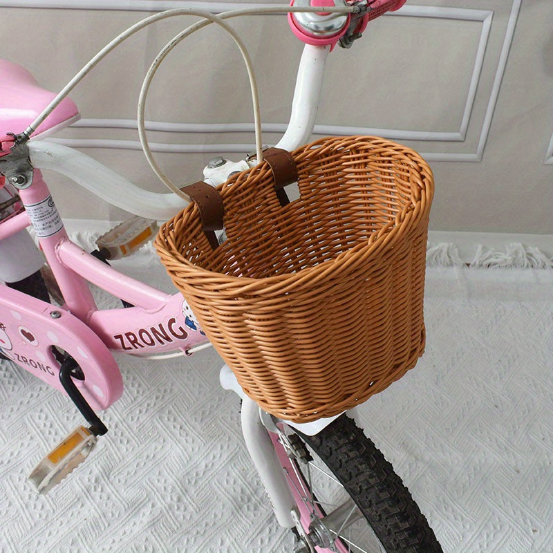 Handwoven Bicycle Basket for Children – Plastic Wicker Basket for the Bike