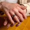 Golden Leaf and Black Meteorite Tungsten Ring – Orion