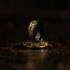 Golden Leaf and Black Meteorite Tungsten Ring – Orion