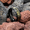 Golden Leaf and Black Meteorite Tungsten Ring – Orion