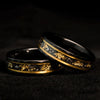 Golden Leaf and Black Meteorite Tungsten Ring – Orion
