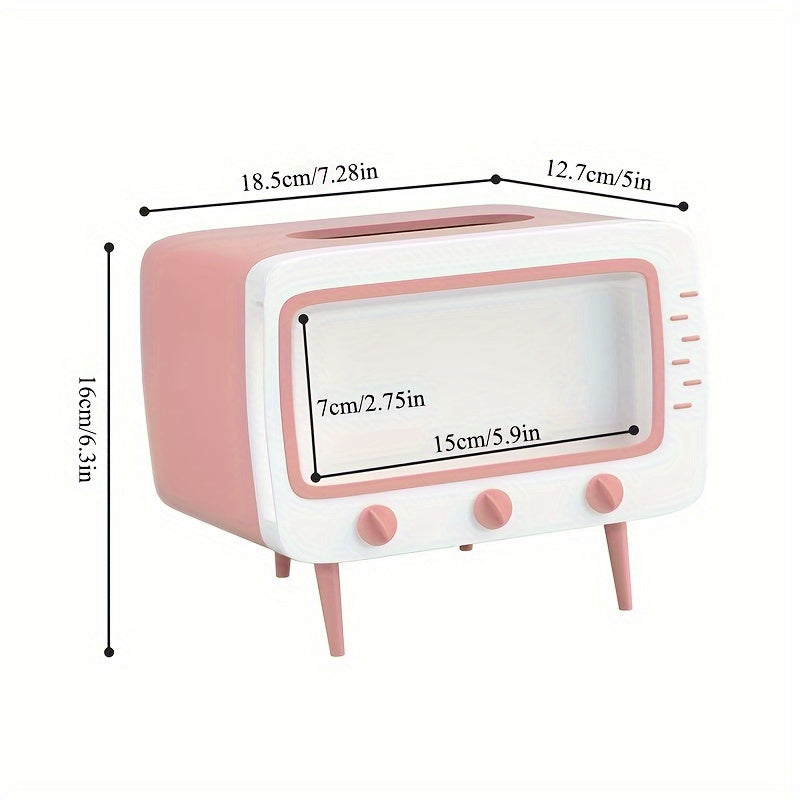 RetroTV Tissue Box Holder - Multifunctional Tissue Dispenser with Phone Dock