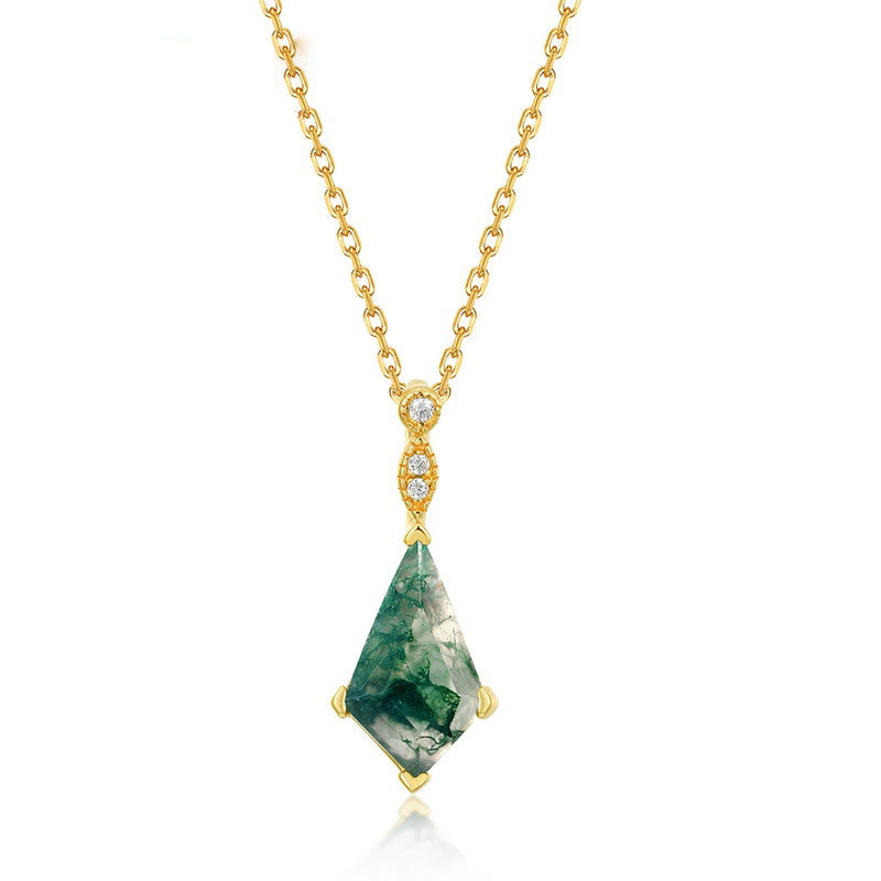 Moss Agate and White Zircon Jewellery Set – Lana