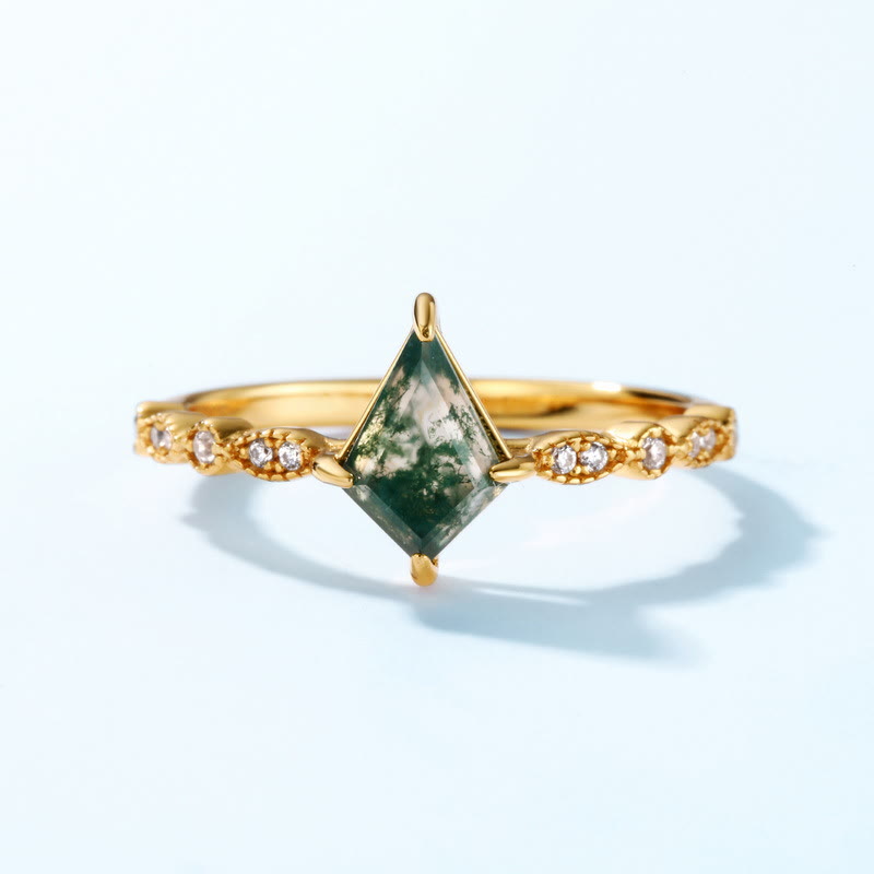 Moss Agate and White Zircon Jewellery Set – Lana
