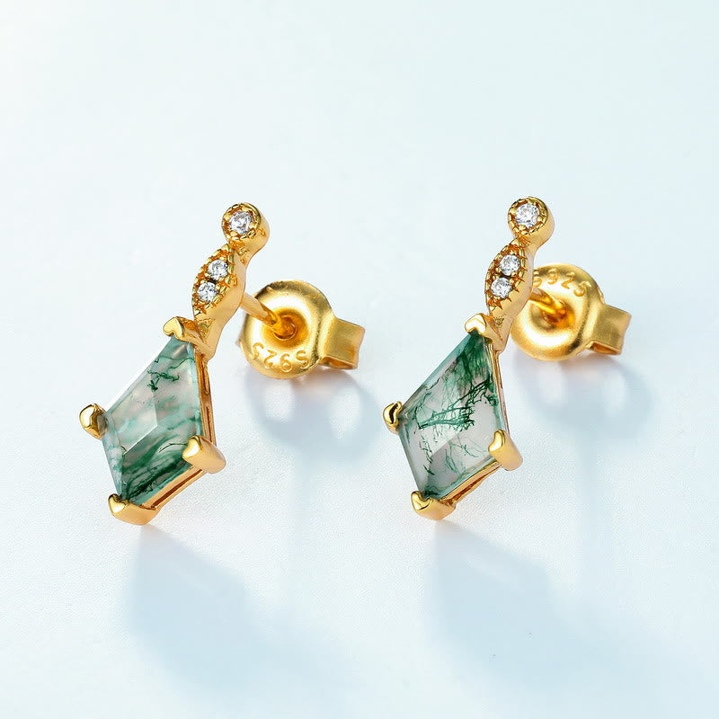 Moss Agate and White Zircon Jewellery Set – Lana