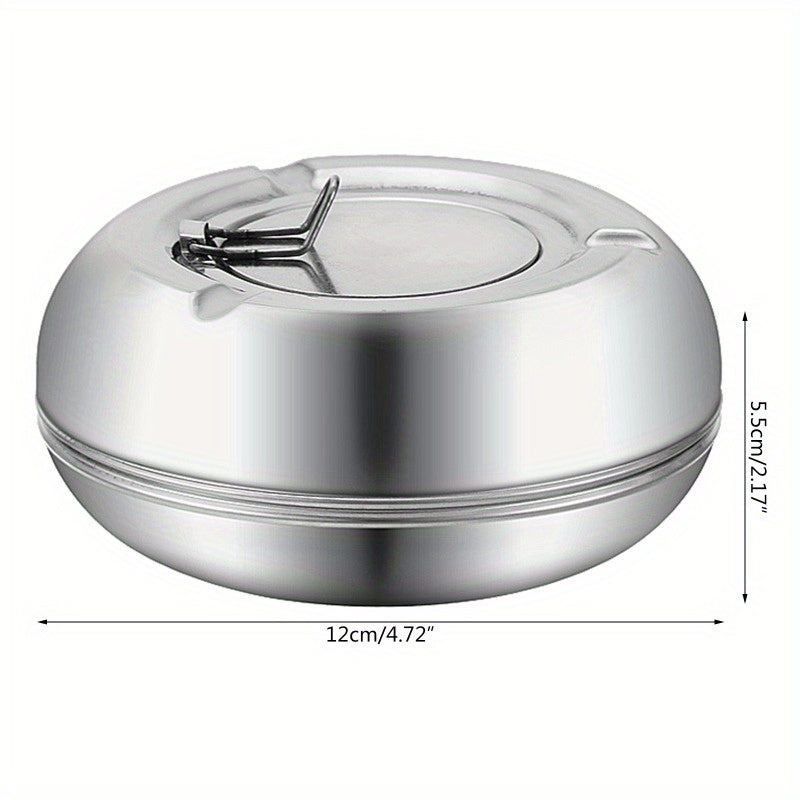 Stainless Steel Ashtray with Lid – Windproof and Rustproof Ashtray for Indoor and Outdoor Use