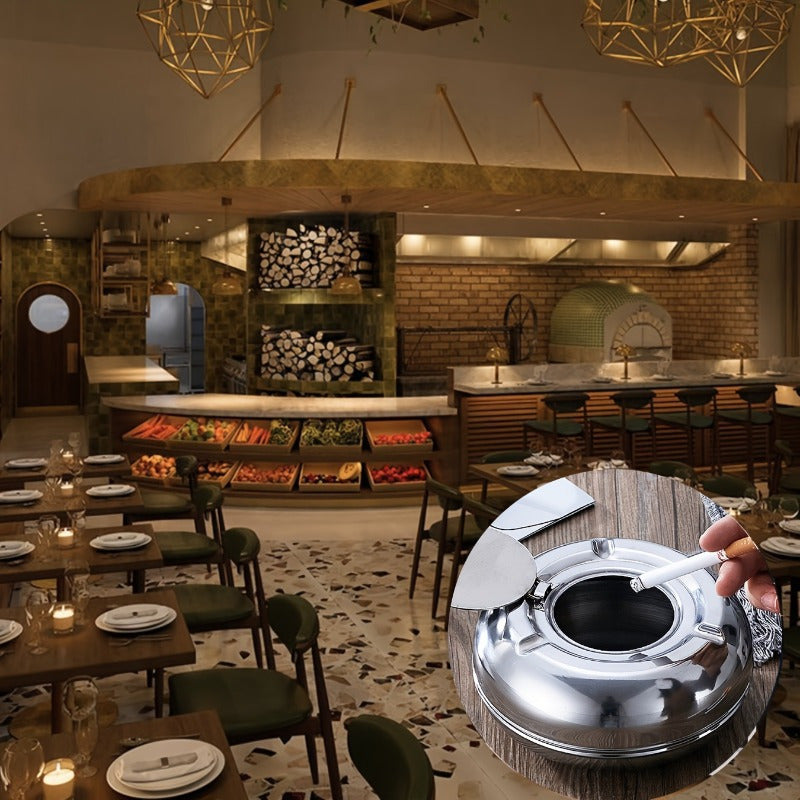 Stainless Steel Ashtray with Lid – Windproof and Rustproof Ashtray for Indoor and Outdoor Use