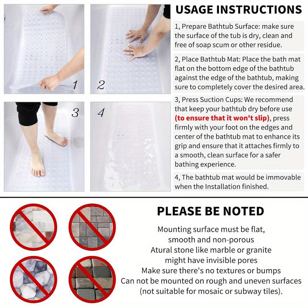 Extra Long Non-Slip Bath Mat - For a Safe Bathing Experience