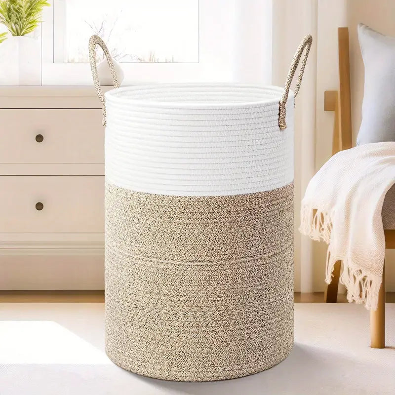 EcoNest Cotton Storage Basket | Spacious and Foldable Laundry and Toy Organizer