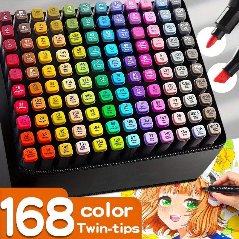 TouchHero 168 Colour Alcohol Markers Set – Professional and Versatile