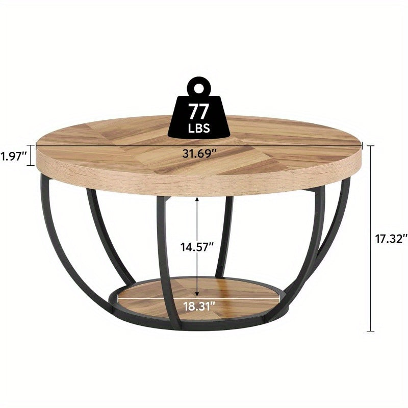 Round Coffee Table with Double Storage – Functional and Elegant