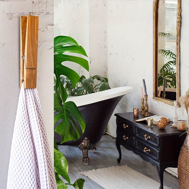 Wooden Towel Clip Holder – Wall-Mounted Solution for Bathroom or Laundry Room