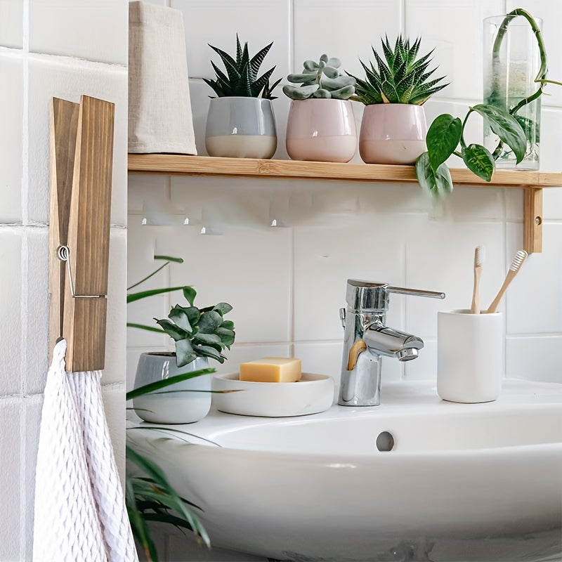 Wooden Towel Clip Holder – Wall-Mounted Solution for Bathroom or Laundry Room