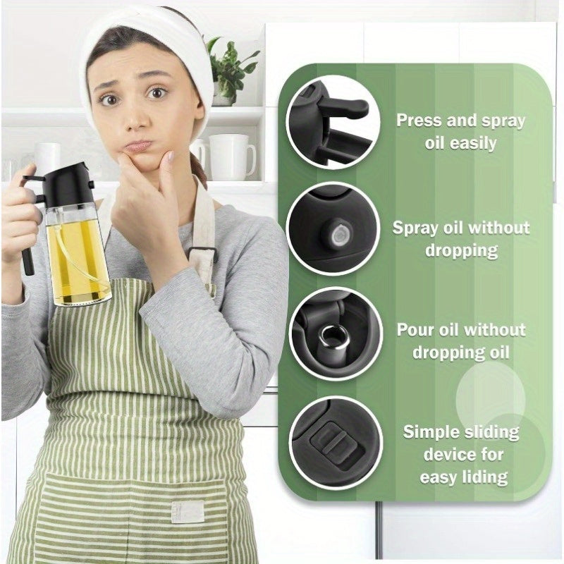 2-in-1 Oil Dispenser and Spray Bottle - Precise Oil Control for Kitchen and BBQ