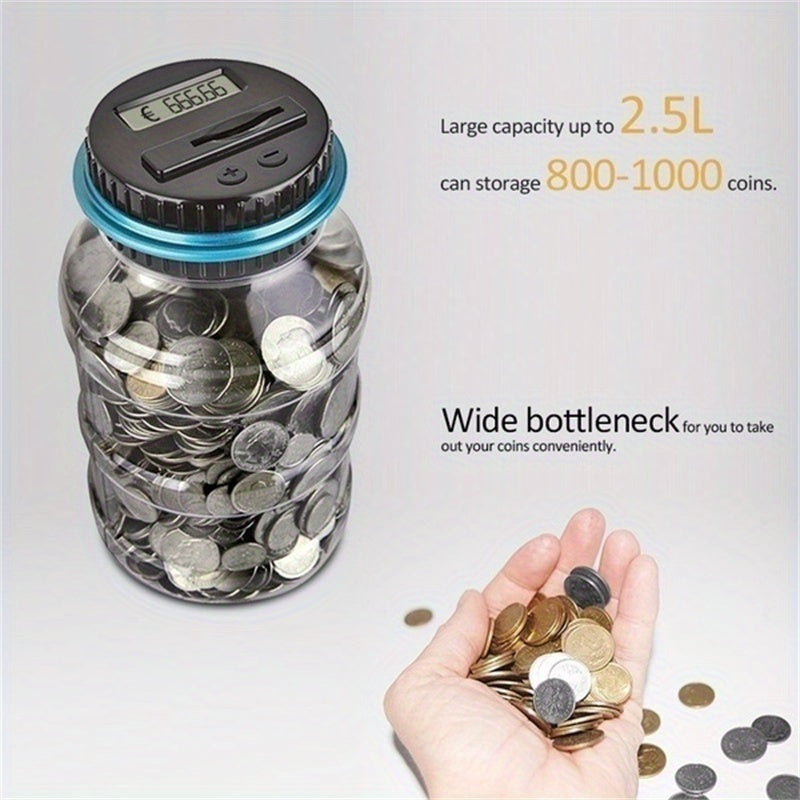 Digital Coin Counter Piggy Bank - With LCD Display for Automatic Counting and Large Capacity