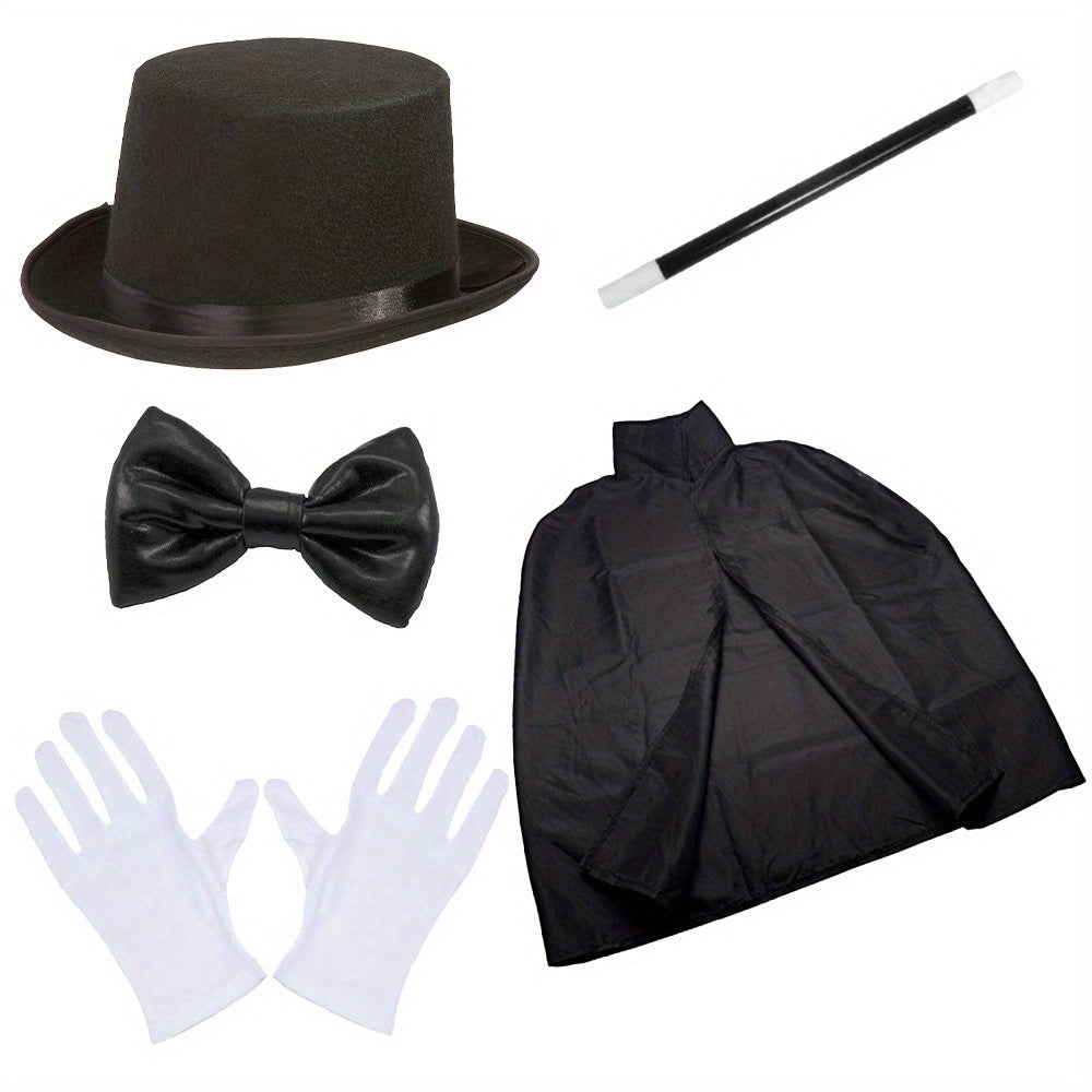 Wizard Costume Set for Magical Tricks – Including Hat, Cape, Wand and Gloves