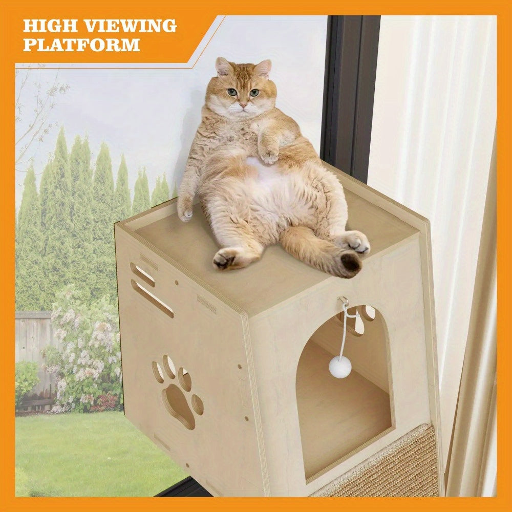 NatureClimb Wooden Cat House – Compact and Playful Furniture
