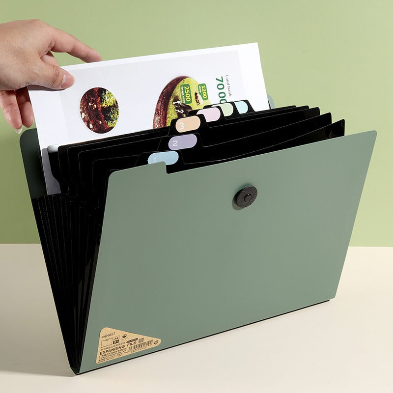 Black 13-Pocket Folder with Handle | Storage Folder | Elegant Document Folder for Desk Organisation