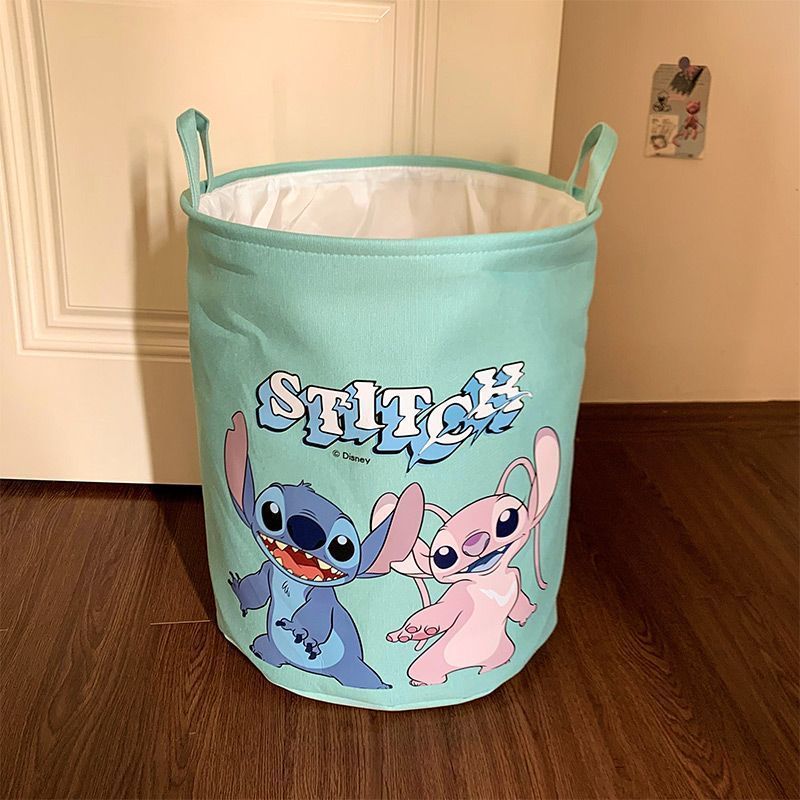 Stitch-Themed Foldable Laundry Basket - Spacious Polyester Organiser with Handles