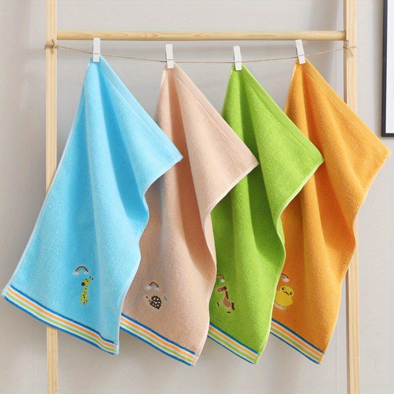 Cute Cartoon Embroidered Small Towels – Soft Cotton Set of 4