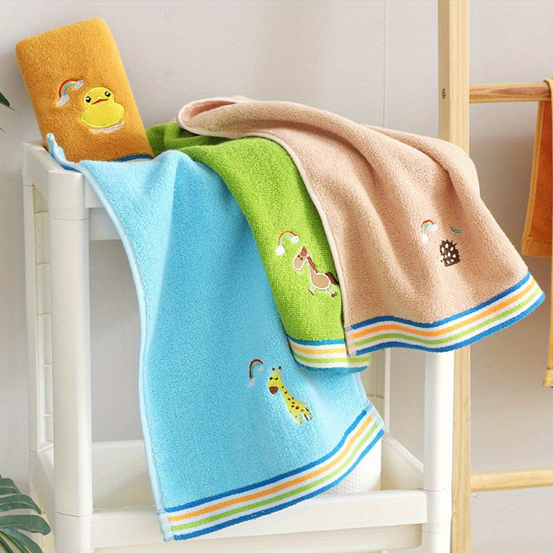 Cute Cartoon Embroidered Small Towels – Soft Cotton Set of 4