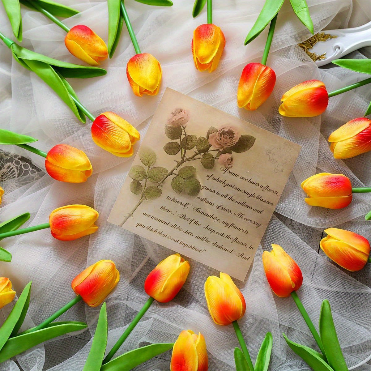 Set of 15 Realistic Art Tulips – Perfect for Weddings and Seasonal Decorations