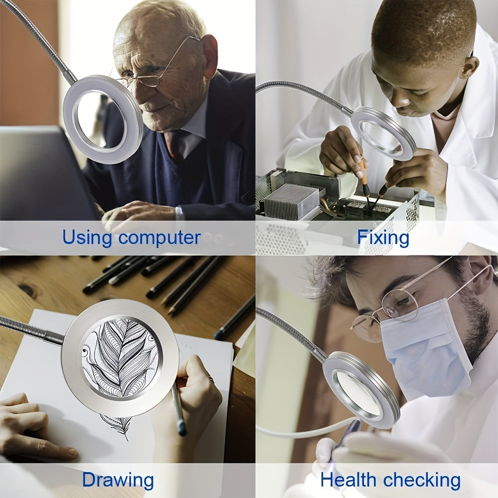 LED Magnifying Glass Lamp with Clamp – Perfect for Hands-Free Work and Precision