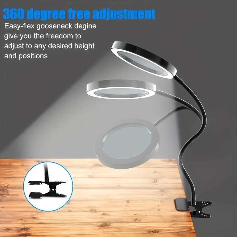 LED Magnifying Glass Lamp with Clamp – Perfect for Hands-Free Work and Precision