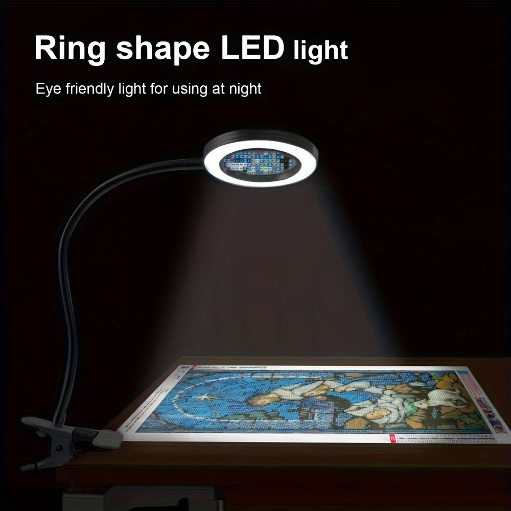 LED Magnifying Glass Lamp with Clamp – Perfect for Hands-Free Work and Precision