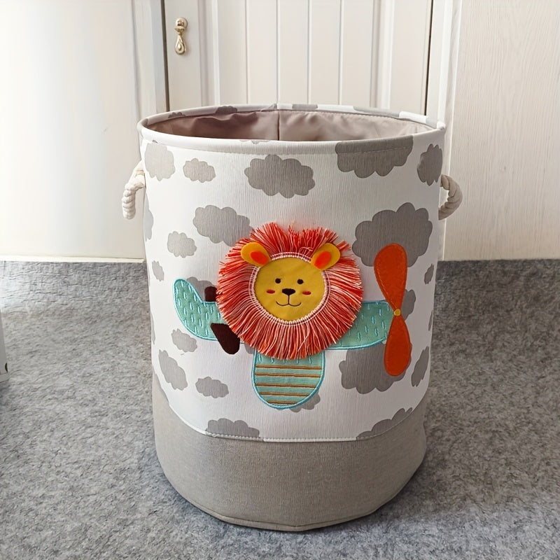 Storage Basket for Toys and Clothes – Cartoon Lion and Giraffe Design