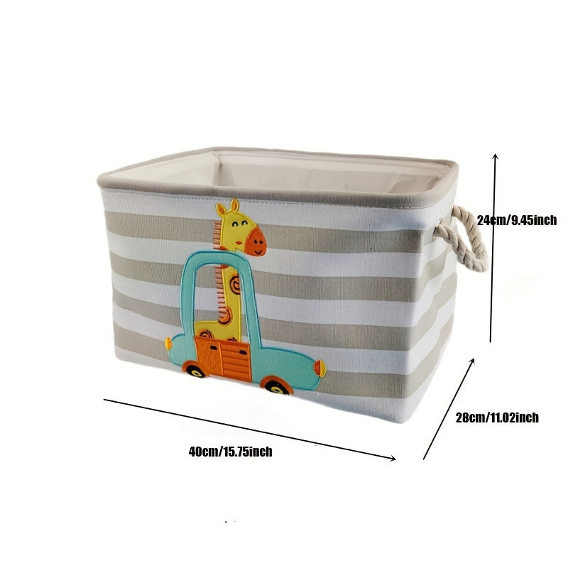 Storage Basket for Toys and Clothes – Cartoon Lion and Giraffe Design