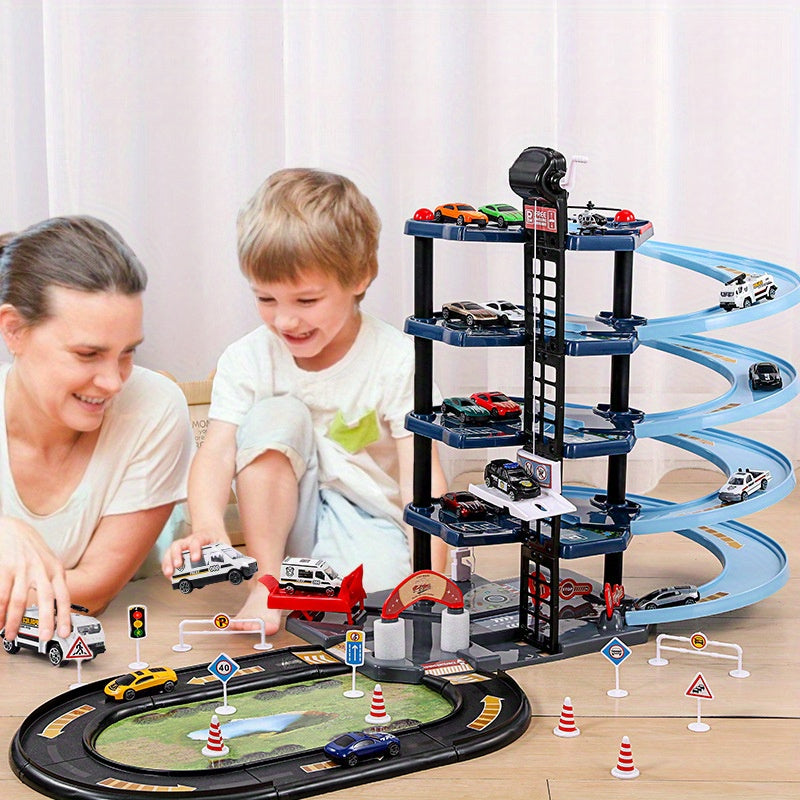 FirePark Garage Playset - Multi-Storey with Fire Engines and Traffic Signs