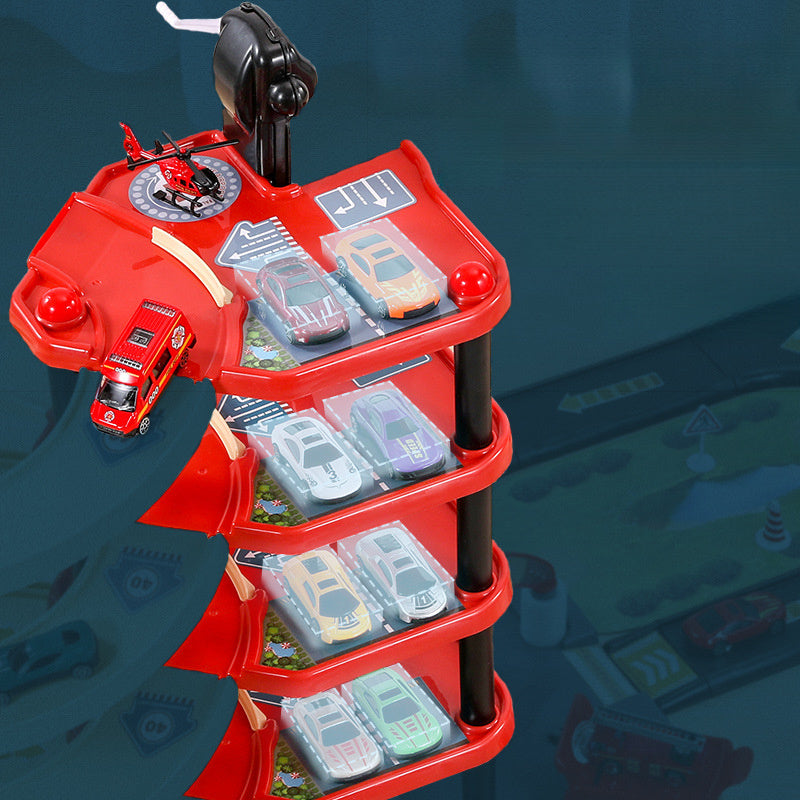 FirePark Garage Playset - Multi-Storey with Fire Engines and Traffic Signs