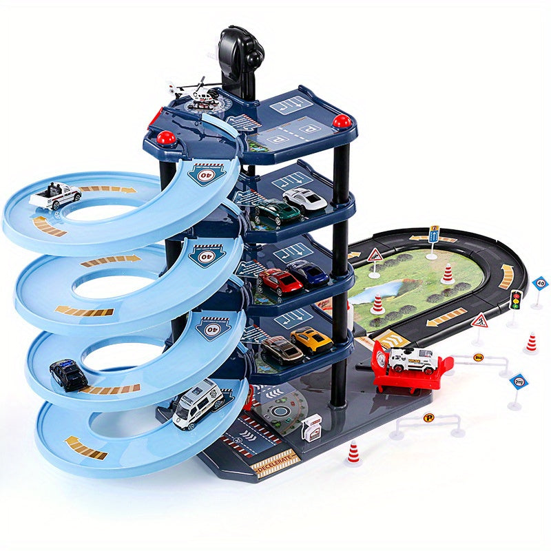 FirePark Garage Playset - Multi-Storey with Fire Engines and Traffic Signs