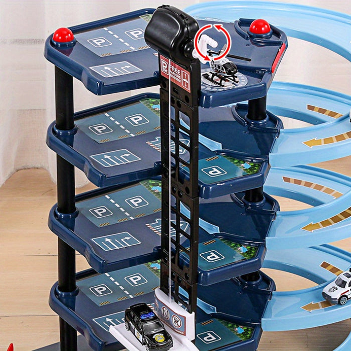 FirePark Garage Playset - Multi-Storey with Fire Engines and Traffic Signs for Adventurous Children