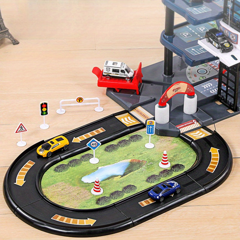 FirePark Garage Playset - Multi-Storey with Fire Engines and Traffic Signs