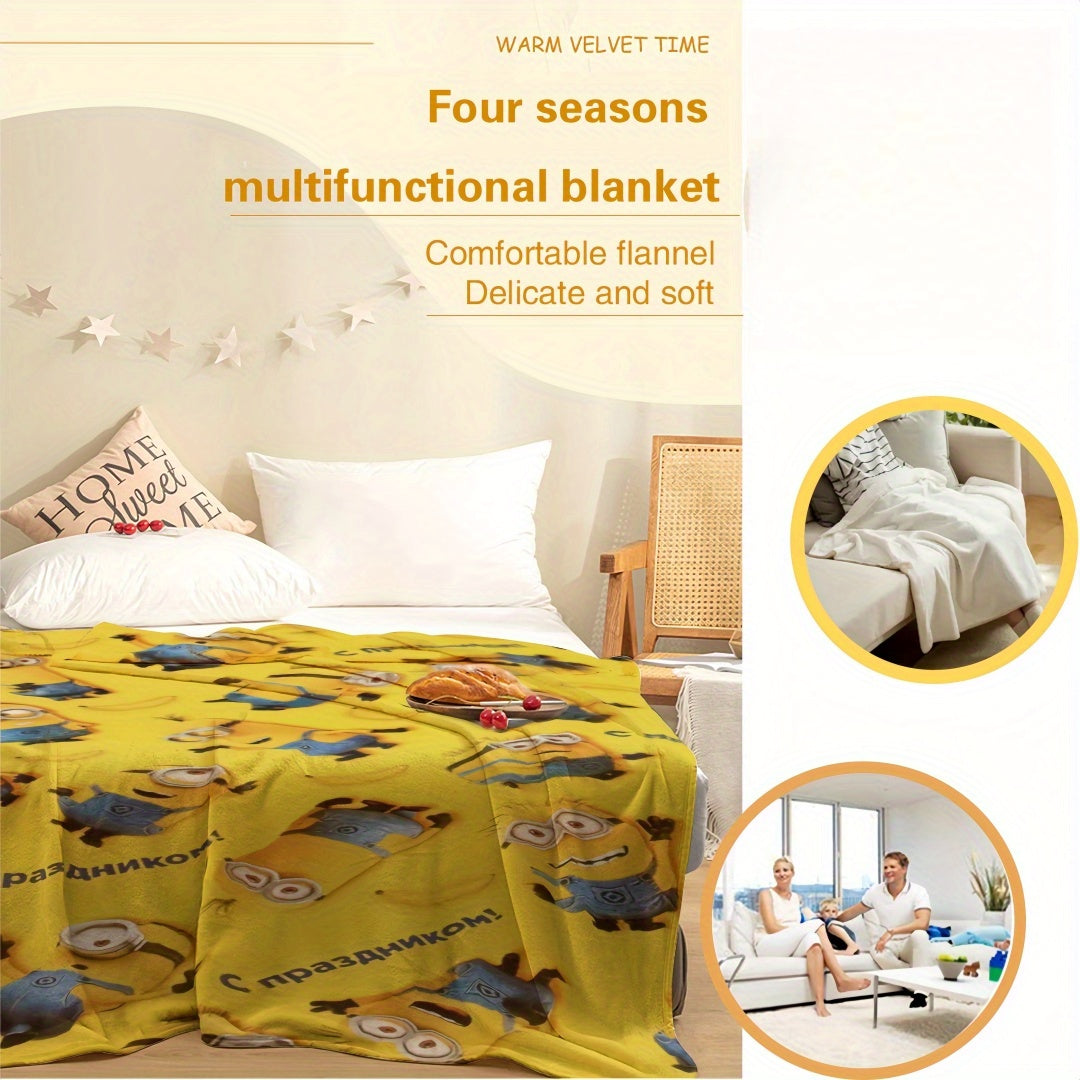 Minions Fleece Blanket - Soft & Warm Flannel Blanket for Children