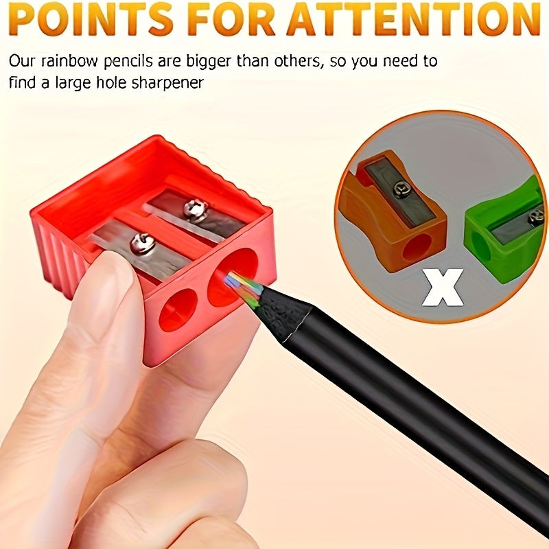 12-Pack Rainbow-Coloured Pencils – Gradient Pencils with 2mm Graphite for Art and Writing