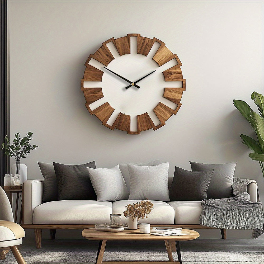 Rustic Wooden Wall Clock with Silent Movement – Timeless Design for Living Room, Office, and Bedroom