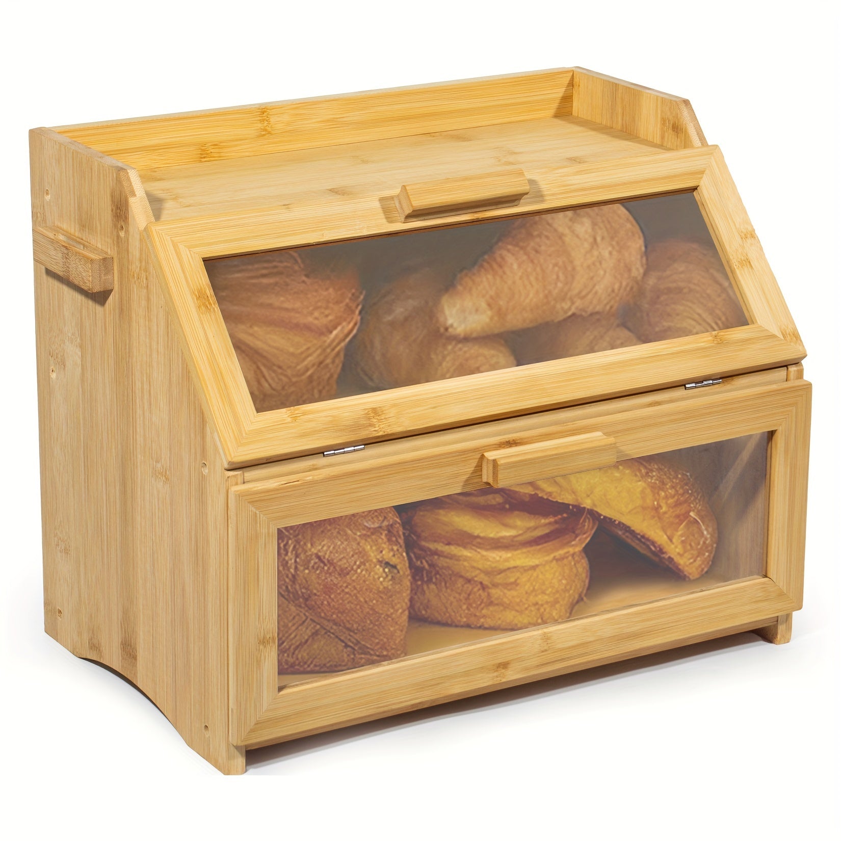 Bamboo Bread Box with Double Shelves – Practical and Stylish