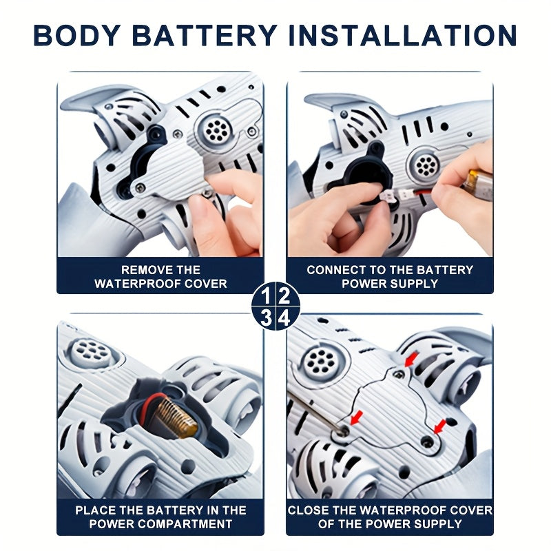 1:18 Scale RC Whale Shark with 360° Rotation, 180° Flexibility, Splashing LED Light, Programmable Cruise Control - USB Rechargeable, Ideal for Youth Summer Play and Birthday Gift