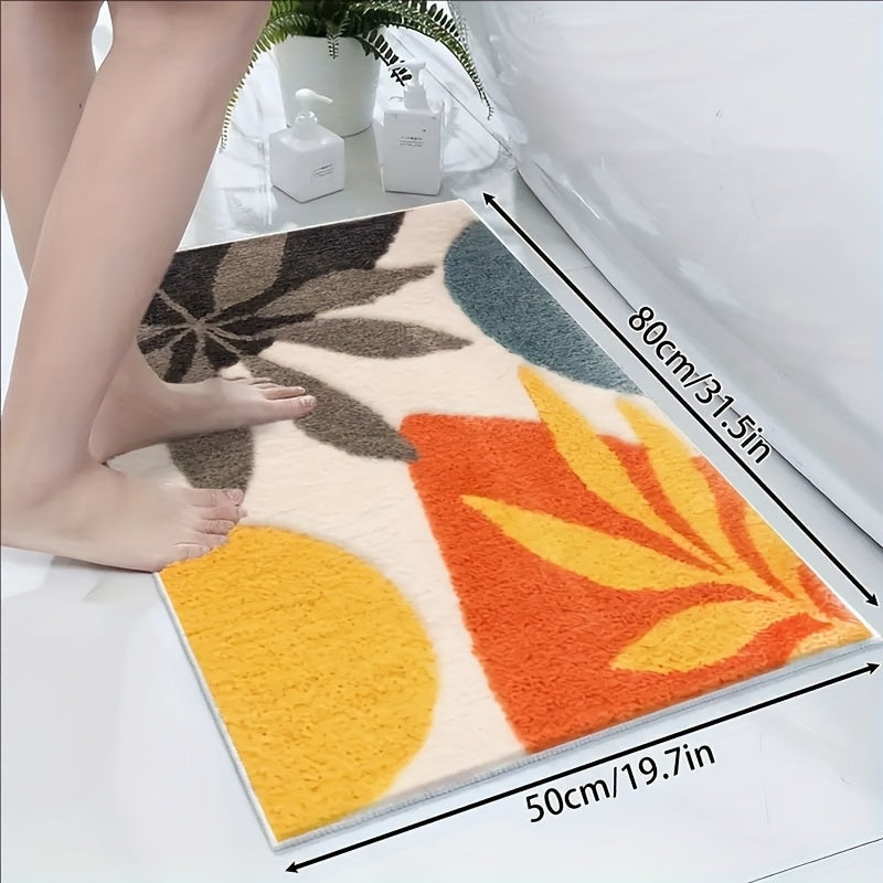 Abstract Geometric Bath Mat – Absorbent and Soft for Bathroom or Kitchen